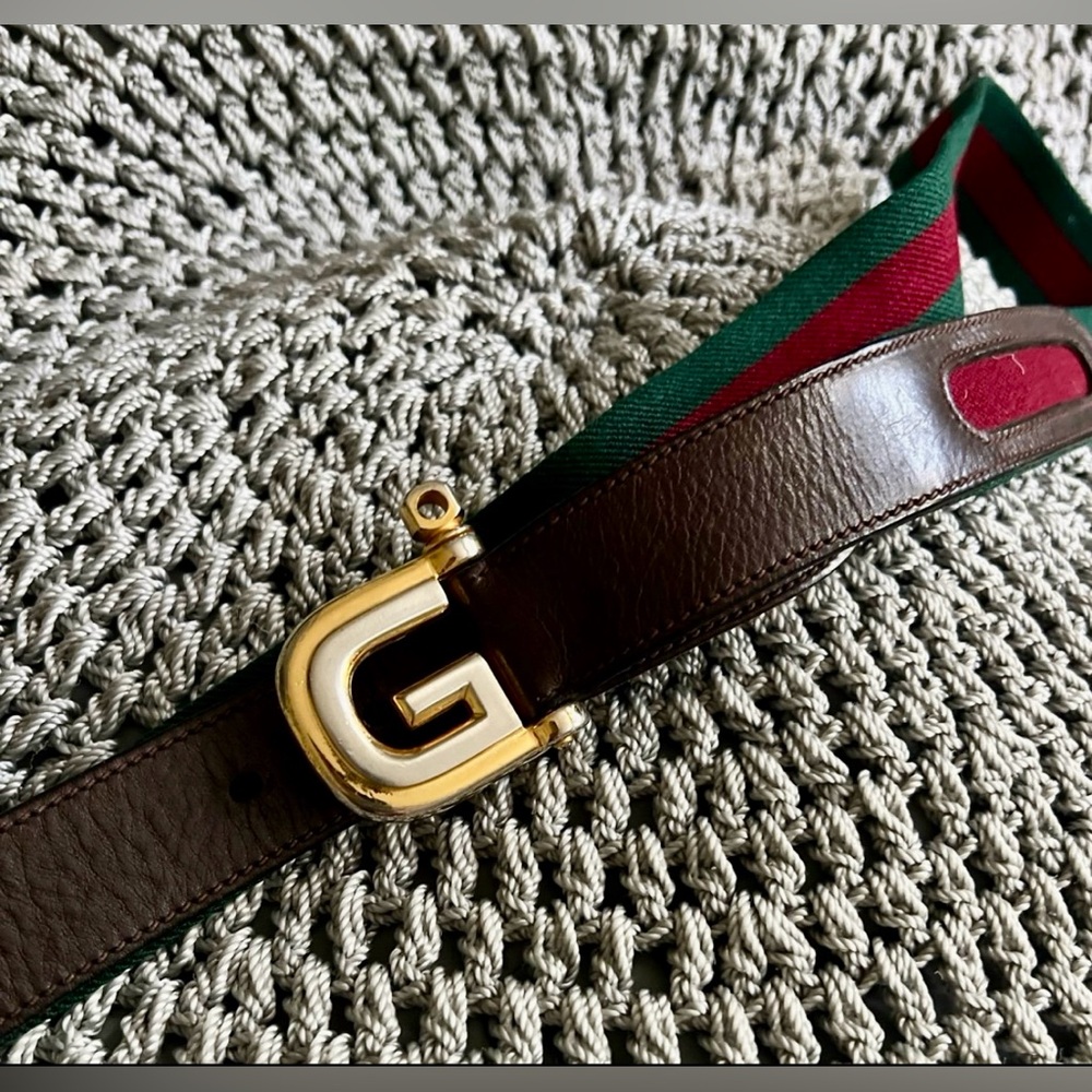 Gucci Brown Leather Belt with Gold G Buckle